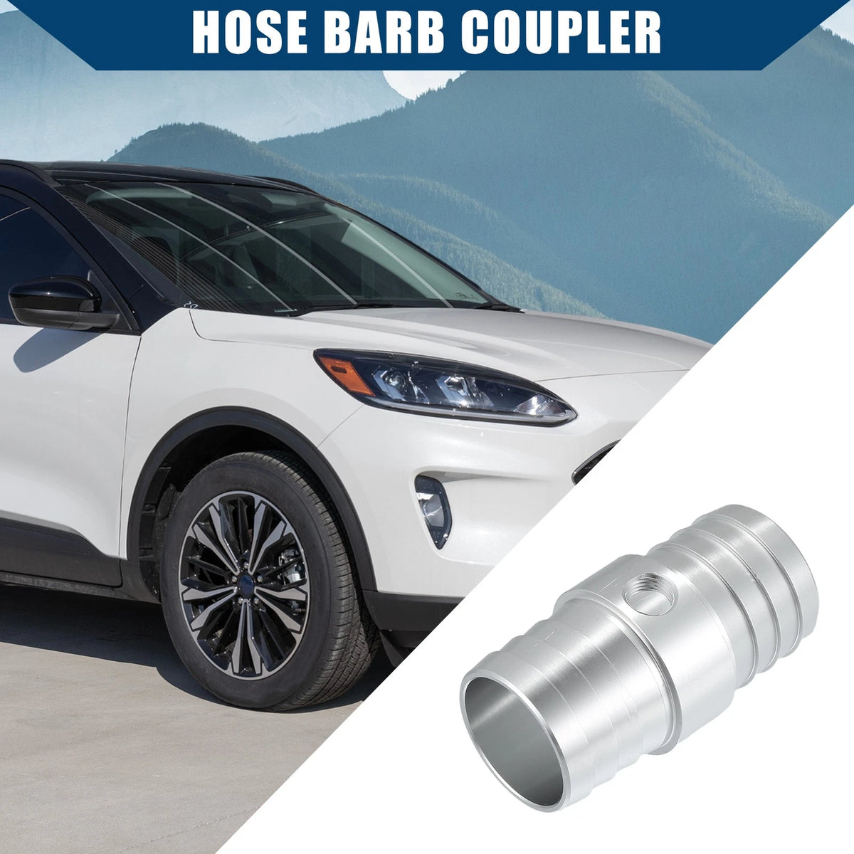 Set of 1 Radiator Hose Barb Coupler for Universal Applications (1") Silver Tone