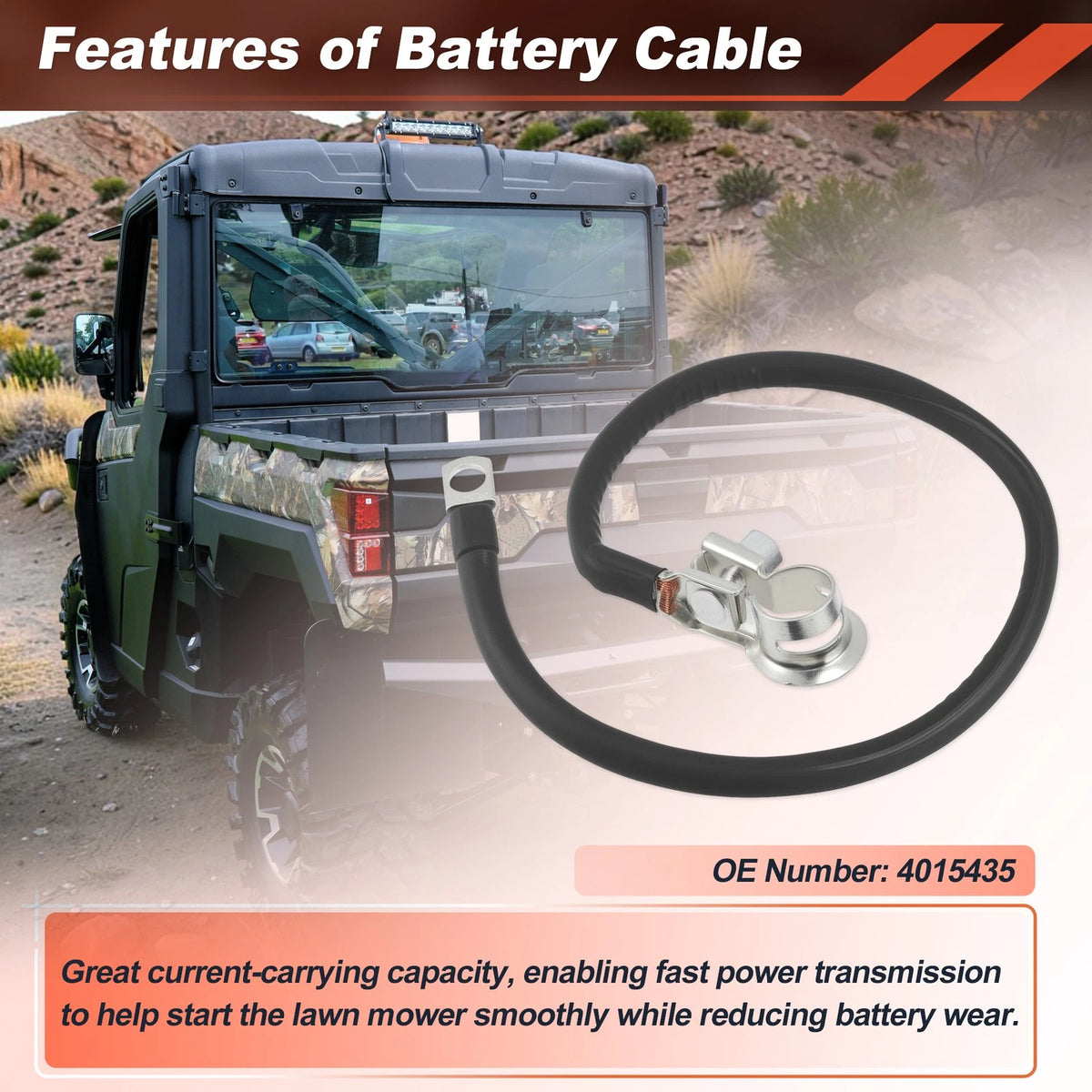 Battery to Ground Cable for Polaris Ranger XP 900 570 1000 (Replace 4015435)