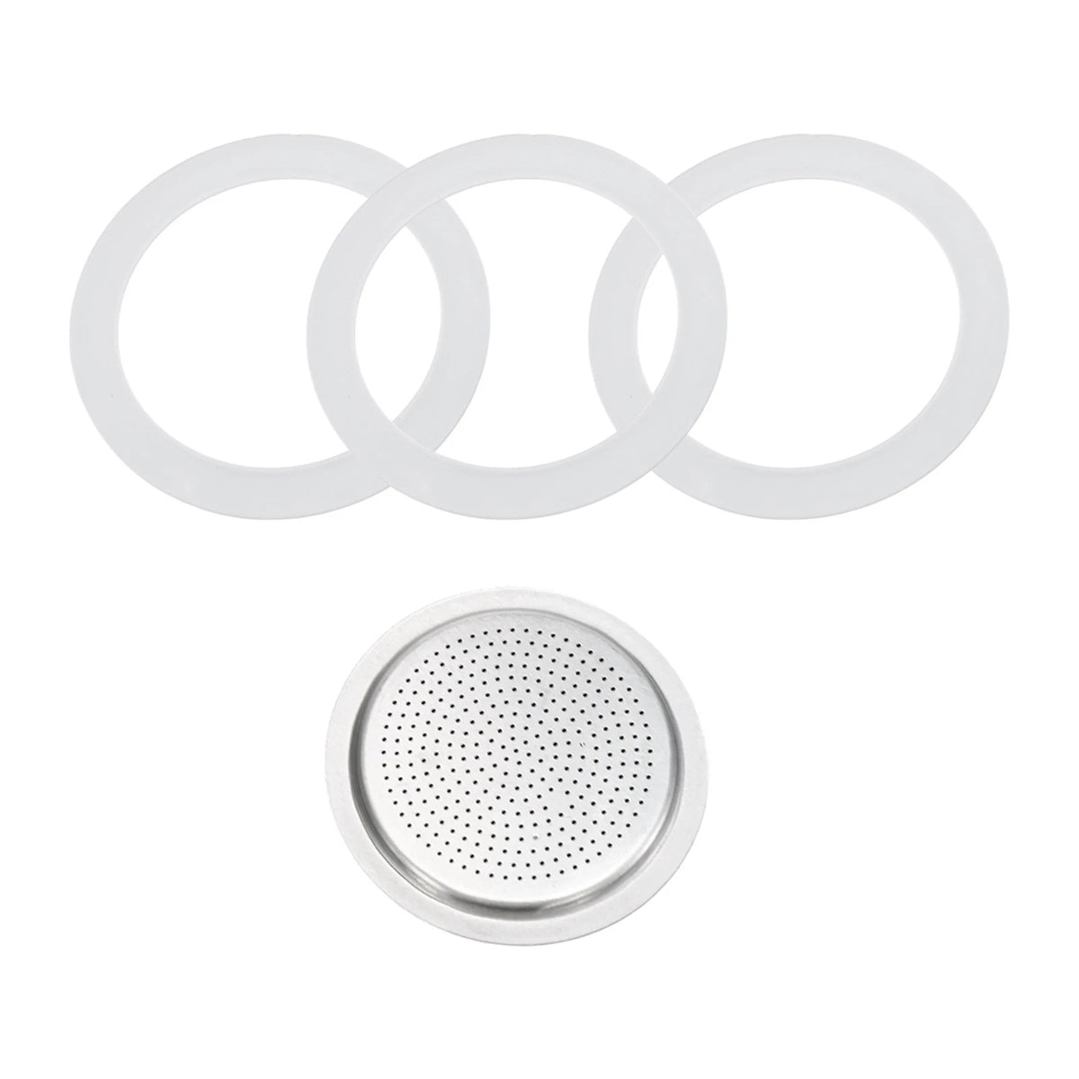 Replacement Parts for Moka Pot Stainless Steel Filter & Silicone Gaskets