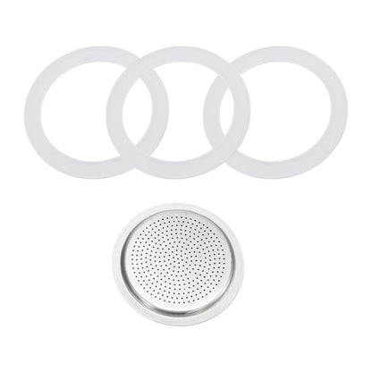 Replacement Parts for Moka Pot Stainless Steel Filter & Silicone Gaskets