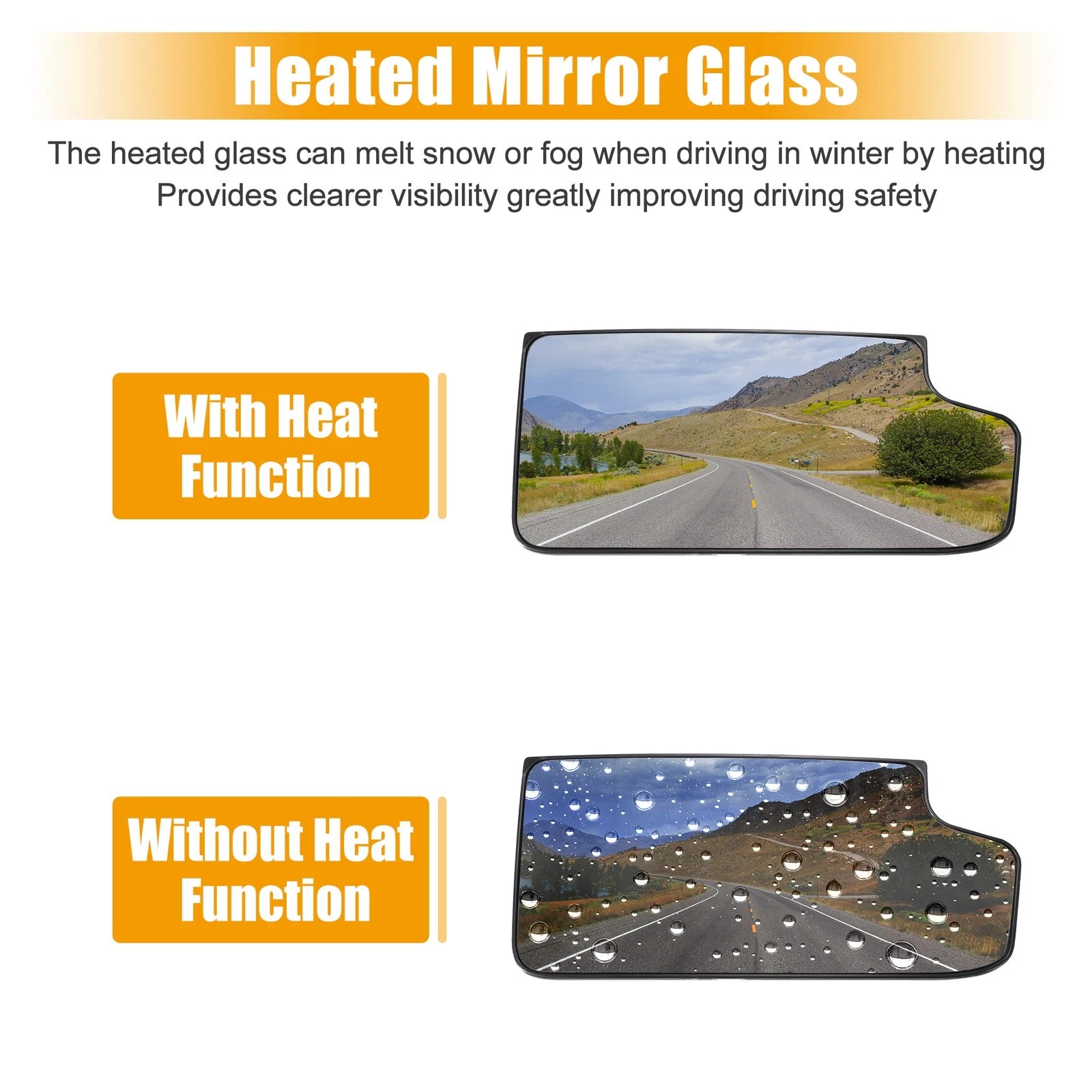 Passenger Right Tow Mirror Glass Replacement for Chevy Silverado 1500 (2007–2018)