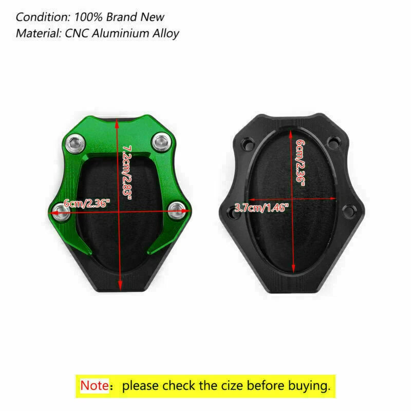 Kickstand Side Stand Plate Extension Pad for Kawasaki Ninja 400 250 (2018) Green T9