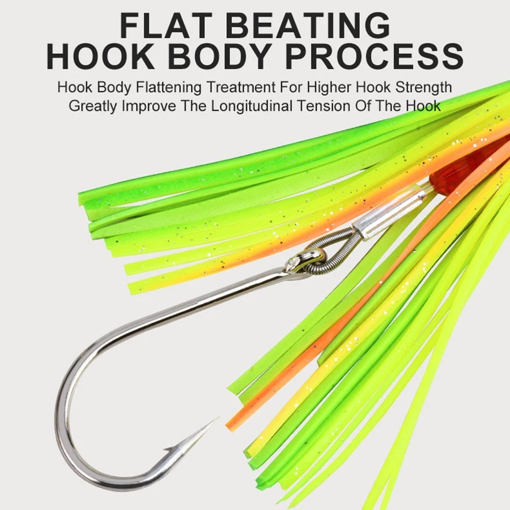 Teaser Rigged Feather Trolling Lure for Squid Tuna Saltwater