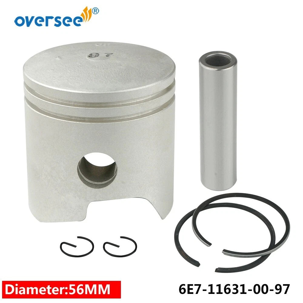 2X Piston Set & Ring STD for Yamaha 2T 9.9 15HP Outboard (682-11630-00, 6E7-11631)
