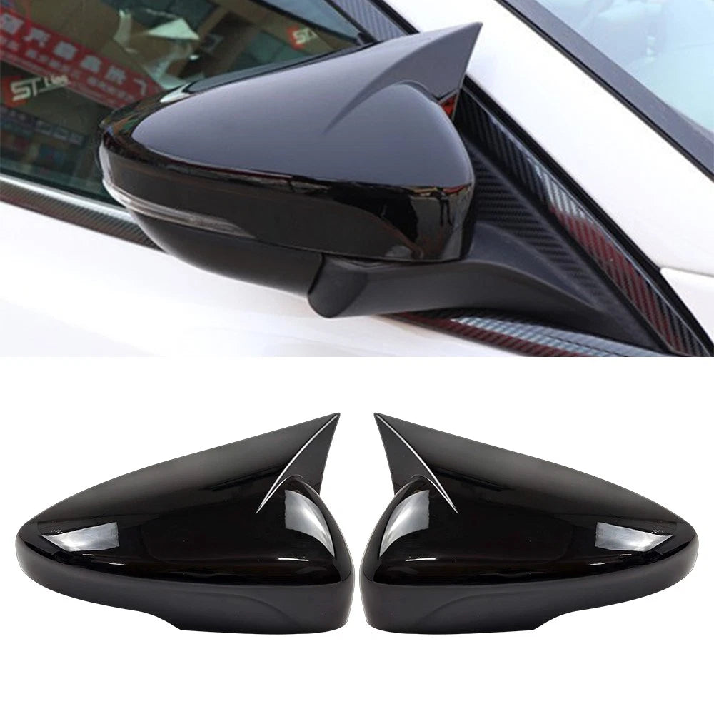 Set of 2 Horn Style Side Mirror Cover Caps Gloss Black for Ford Focus MK4 (2019–2024)