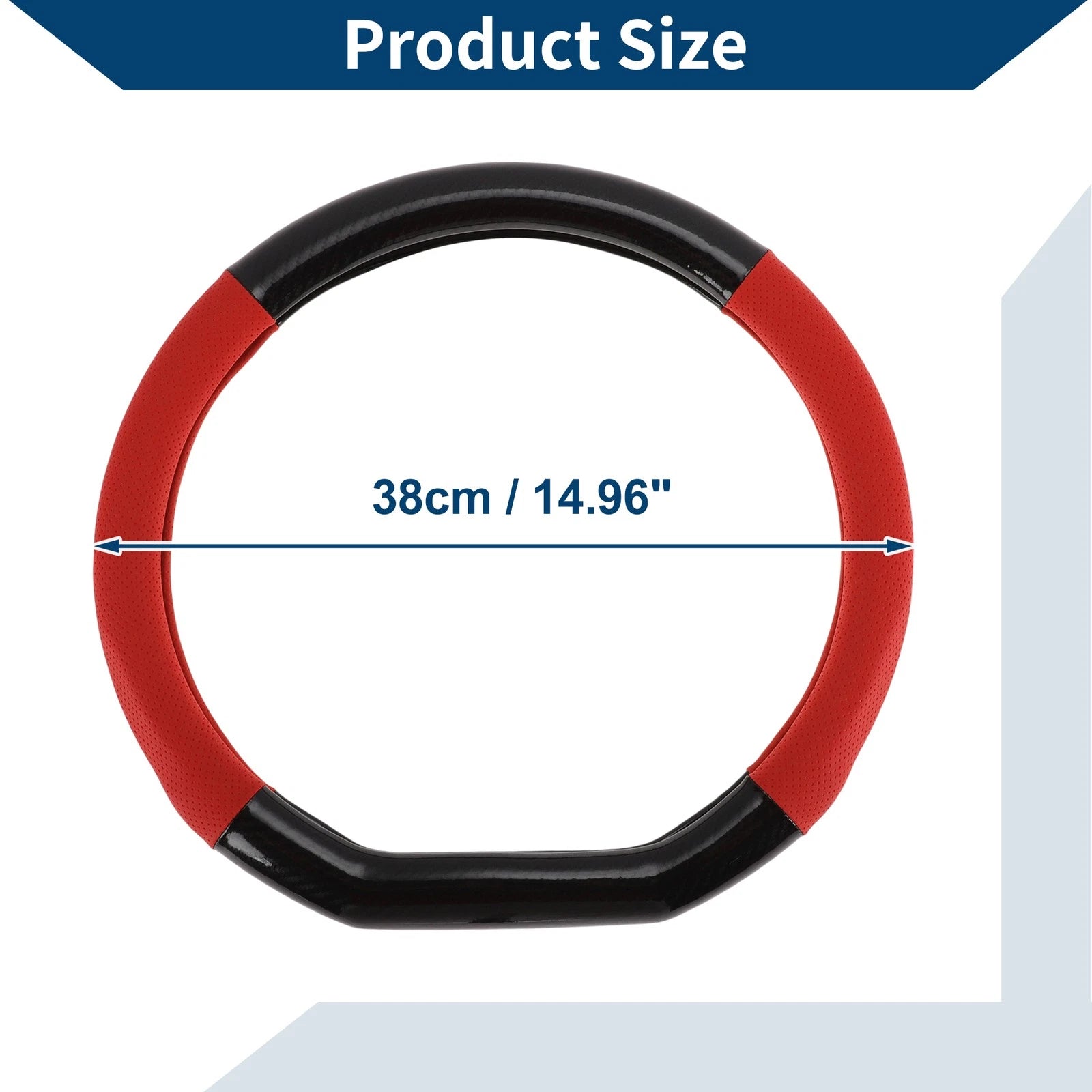 Steering Wheel Cover for Universal Fit (14.96", Black Red)