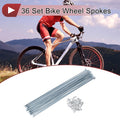36 Set Bicycle Spokes 295mm Steel Galvanized for 12G Wheel (Silver)