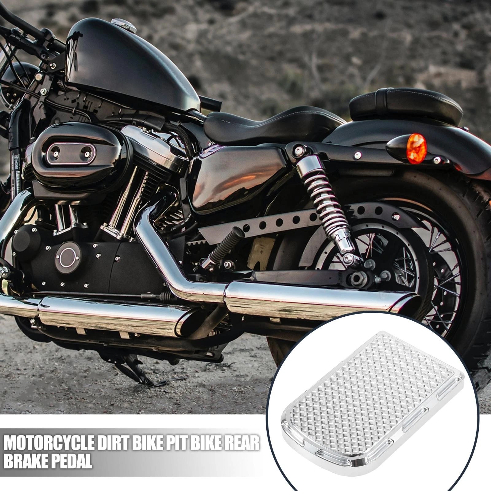 Rear Brake Pedal Step Plate Replacement for Harley Pit Bike (Silver Tone)
