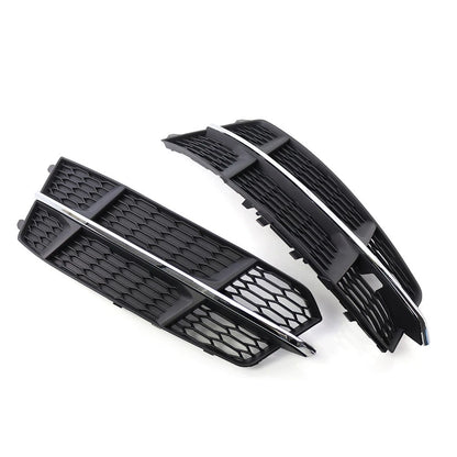 Pair Front Bumper Lower Side Grille for Audi A6 C7 (2014–2018) Black Chrome