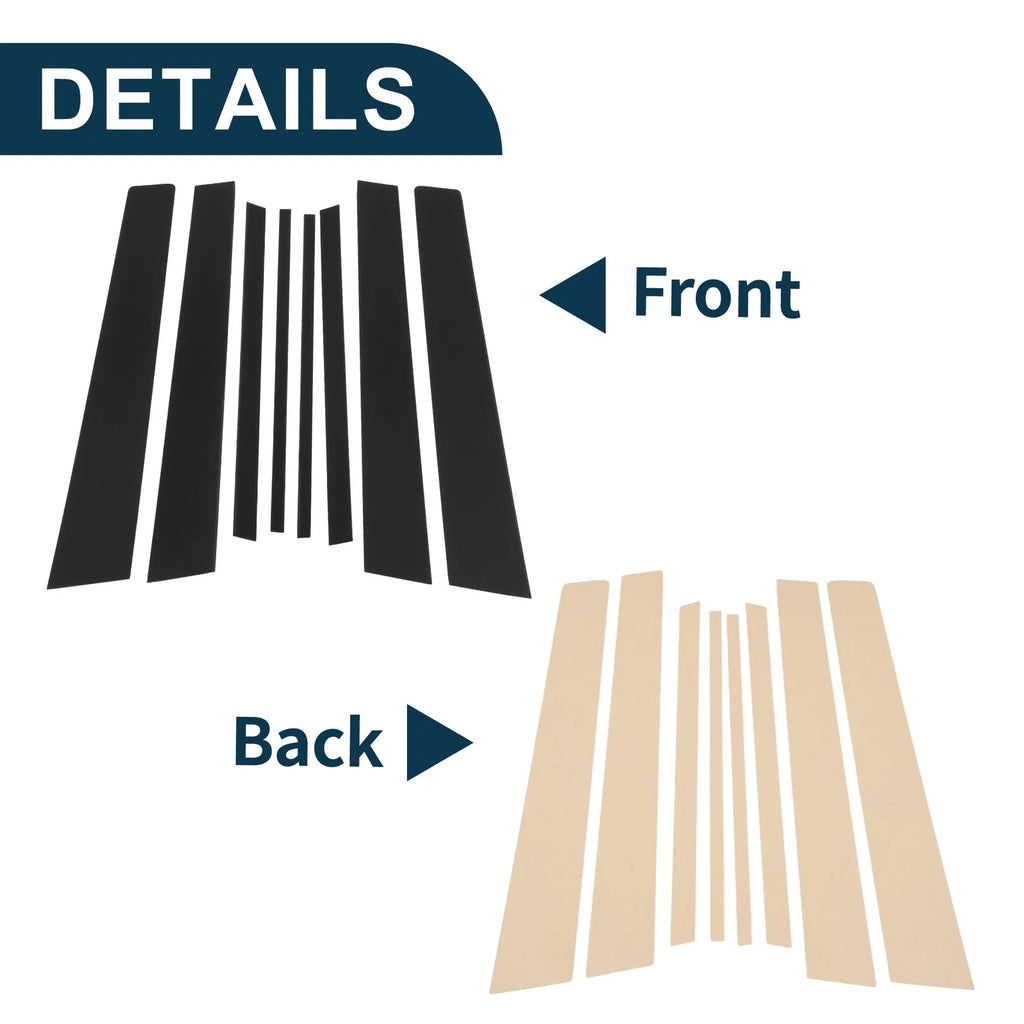 Door Pillar Window Trim Set for Toyota RAV4 2007–2012 Black (8 Piece)
