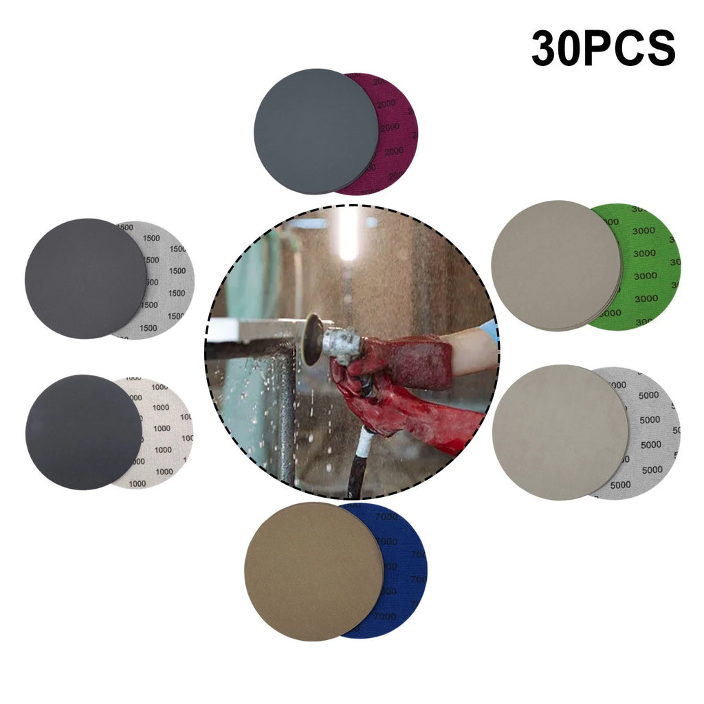 30pcs Hook & Loop Sanding Discs 1000-7000 Grit for