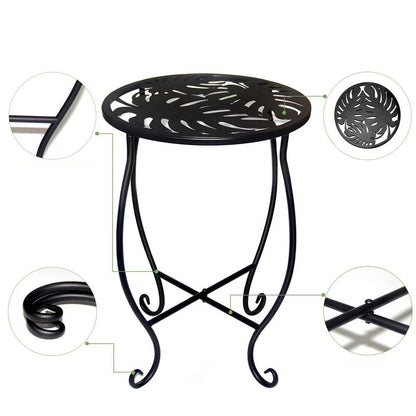 Set of 2 Elegant Metal Side Tables for Outdoor Decor (8 Inch Round)