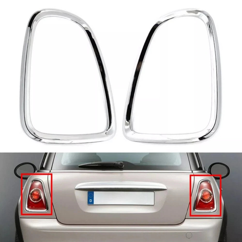 2Pcs Silver Tail Light Cover Trims for BMW Mini Cooper R56 R57 R58 R59 (2007–2014)