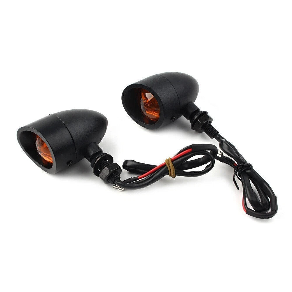 Black Universal Retro Motorcycle Turn Signals Indicator Light