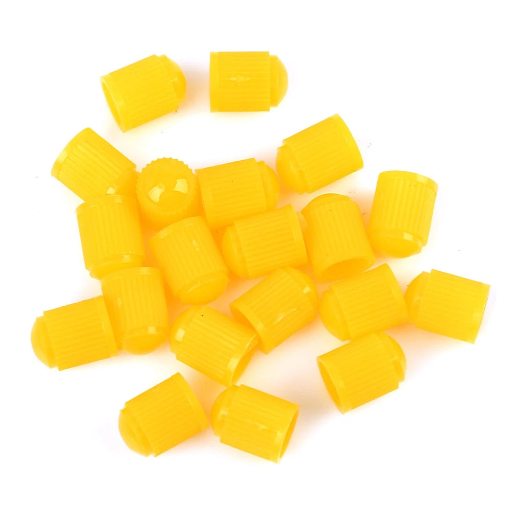 20pcs Universal Tire Valve Stem Cap Cover Yellow Plastic for Motorcycle Car (—)