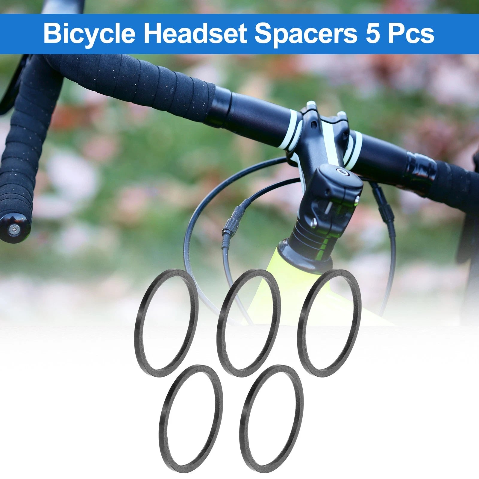 Bicycle Headset Spacer 2mm 31.8mm Carbon Fiber Gloss Black for Universal Fit