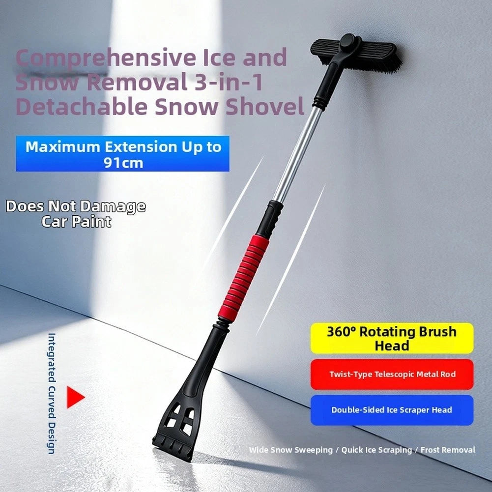 Rotatable Brush Head Snow Removal Tool for Cars (Telescopic Pole)