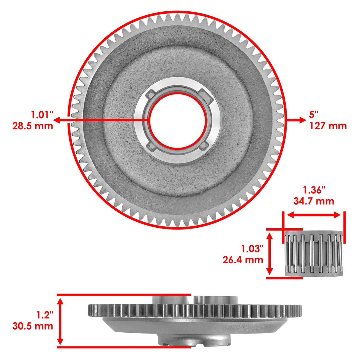 Starter Clutch One Way Bearing Idler Gear Replacement for Honda (2002–2006)