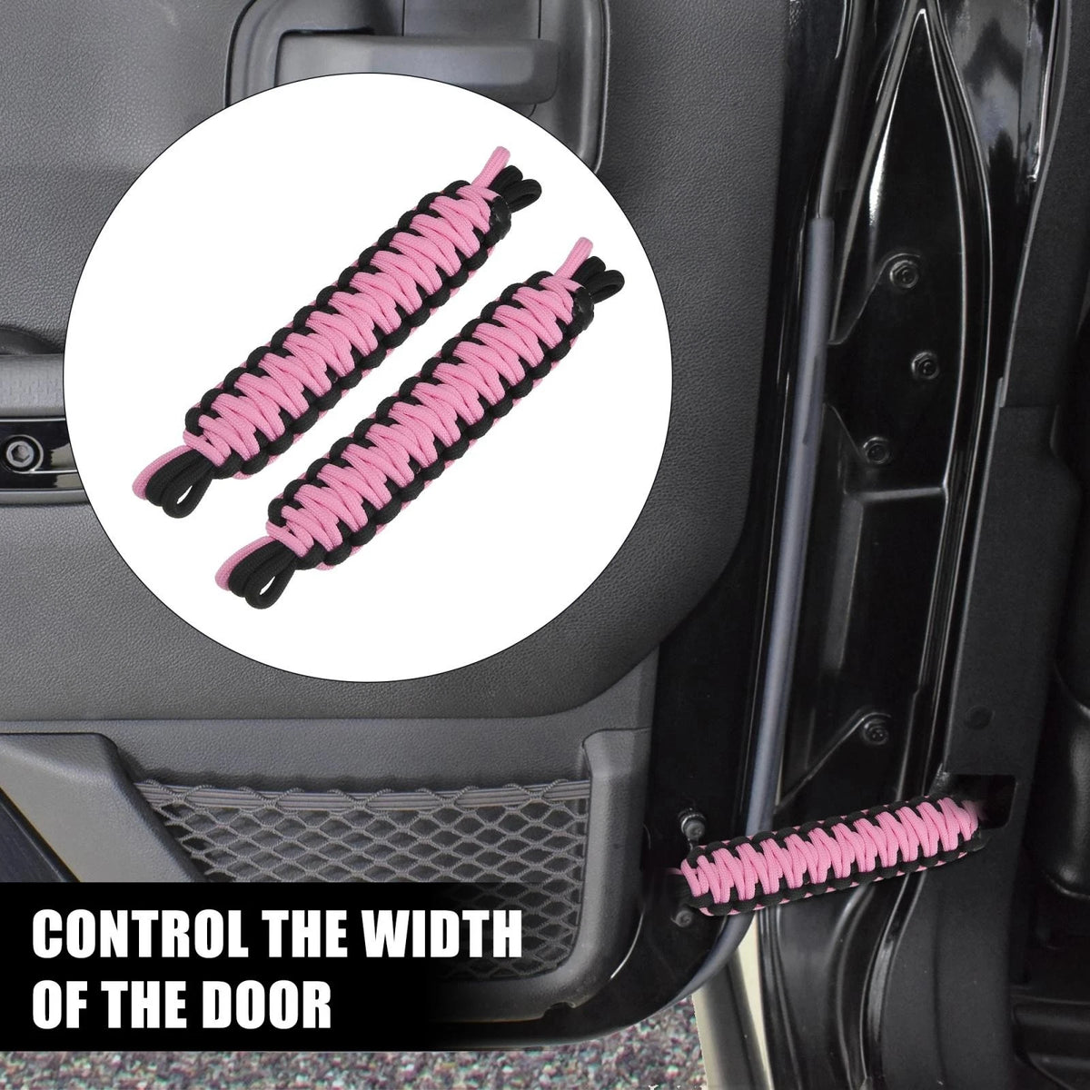 2 Pcs Nylon Door Limiting Check Strap for Wrangler TJ JL (1987–2021) Black Pink