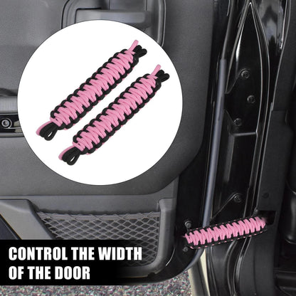 2 Pcs Nylon Door Limiting Check Strap for Wrangler TJ JL (1987–2021) Black Pink