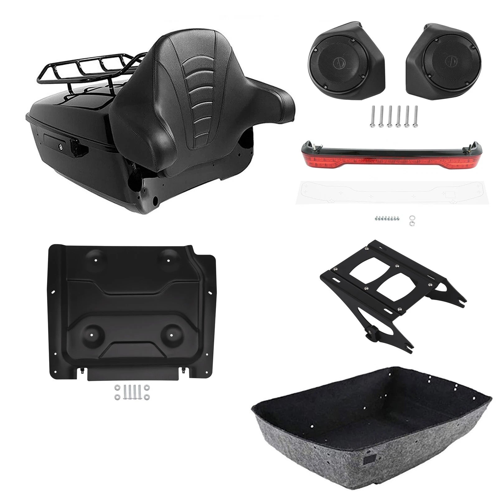 Trunk Backrest Pad Mount Rack Light Speakers for Harley Touring (2014–2026)