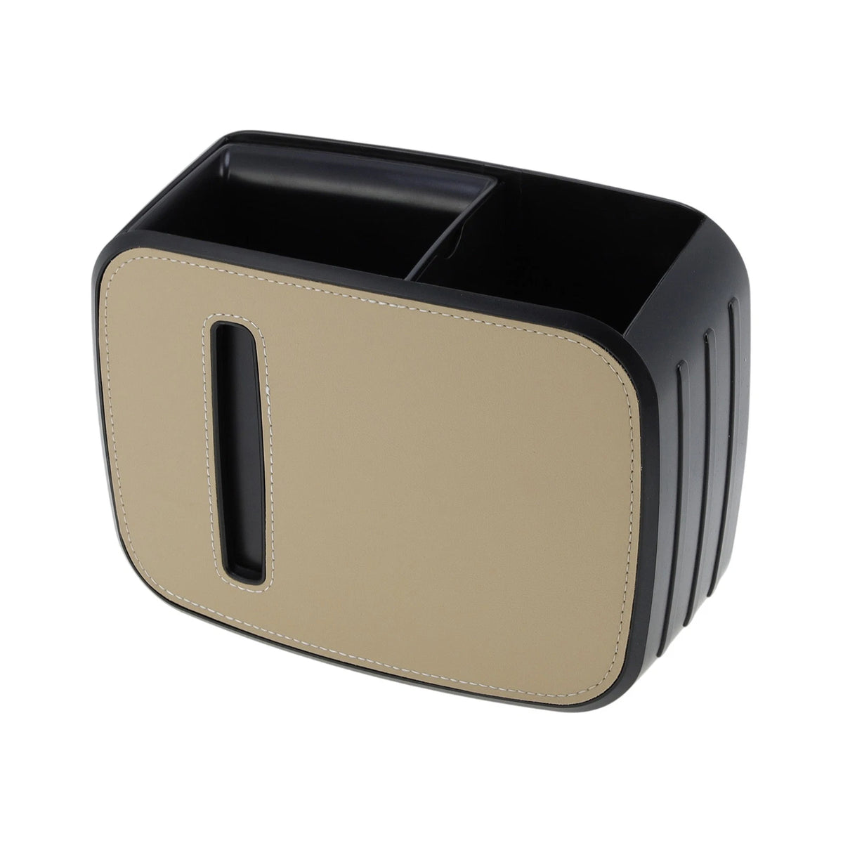 Set of 1 Car Trash Can for Front Seat Back Row (Faux Leather, Beige)
