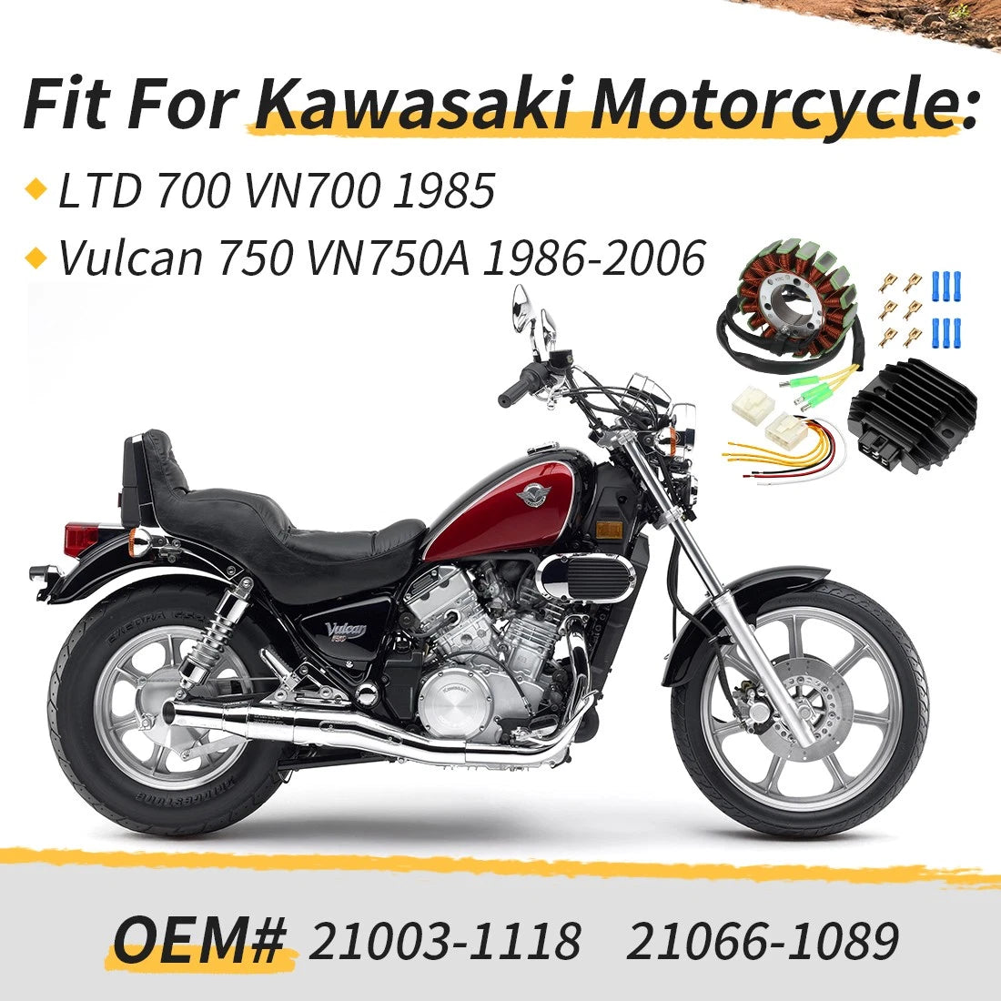 Stator & Regulator Rectifier for Kawasaki VN700 VN750 (1985–2006)