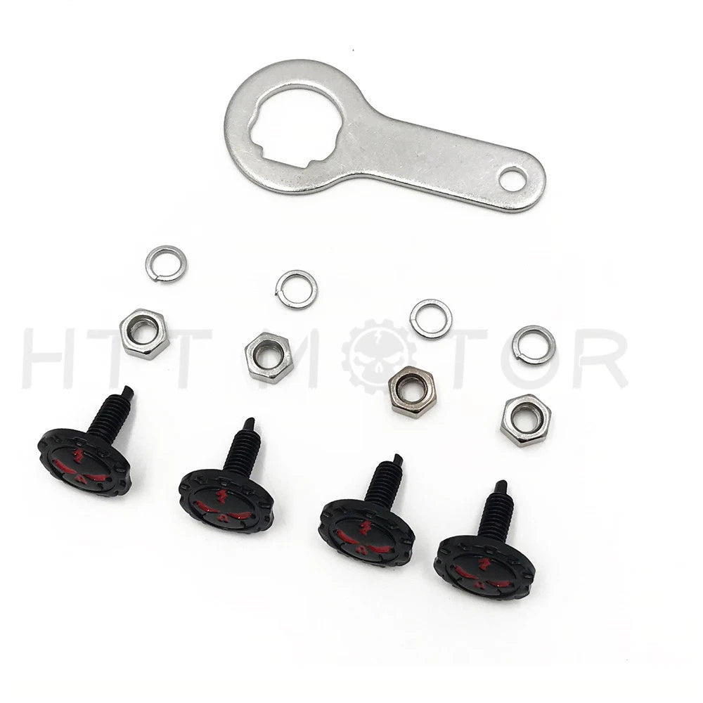 Gear Skull License Plate Mount Hardware for Universal Vehicles (1/4")