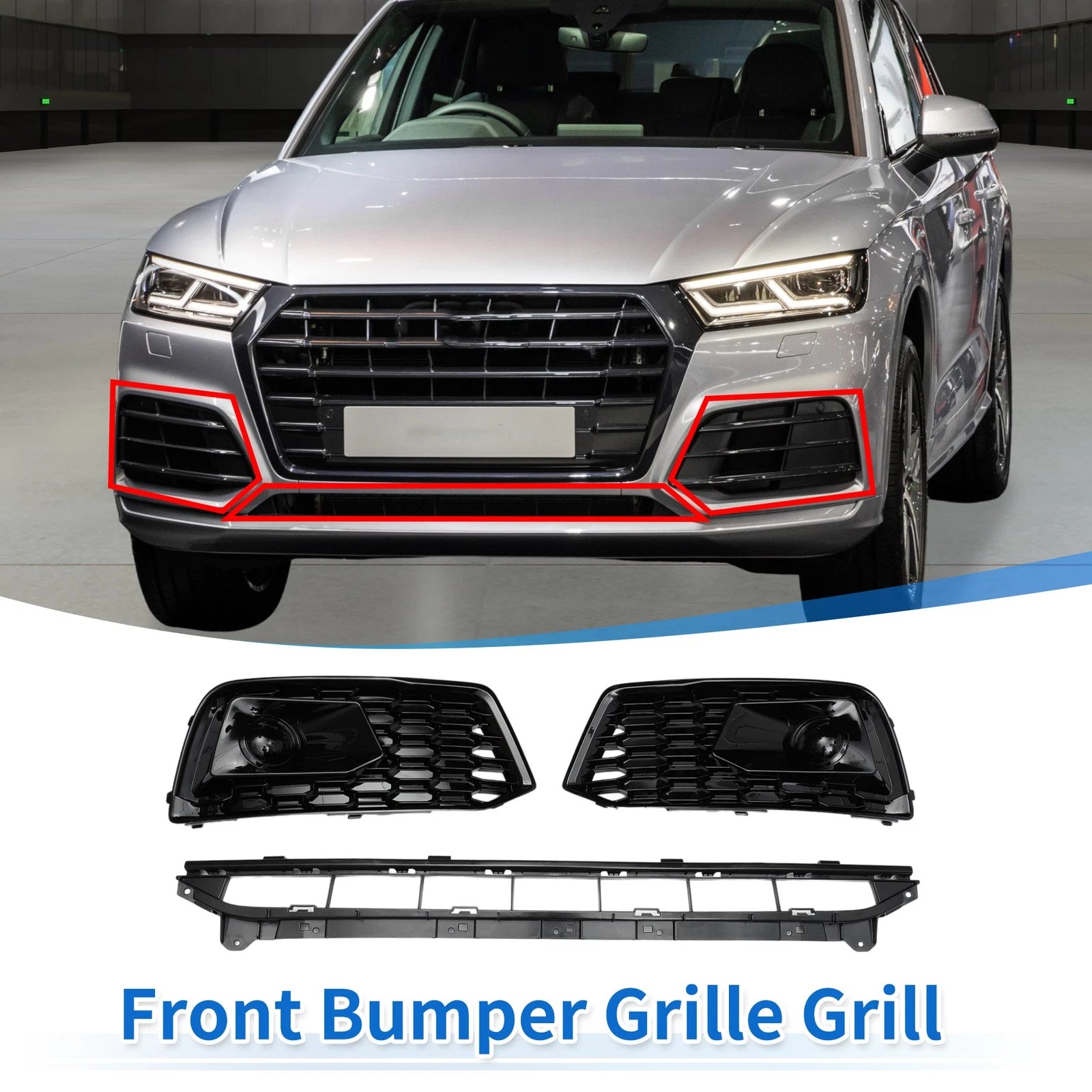 Front Lower Bumper Grille Grill Replacement for Audi Q5L (2018–2020)