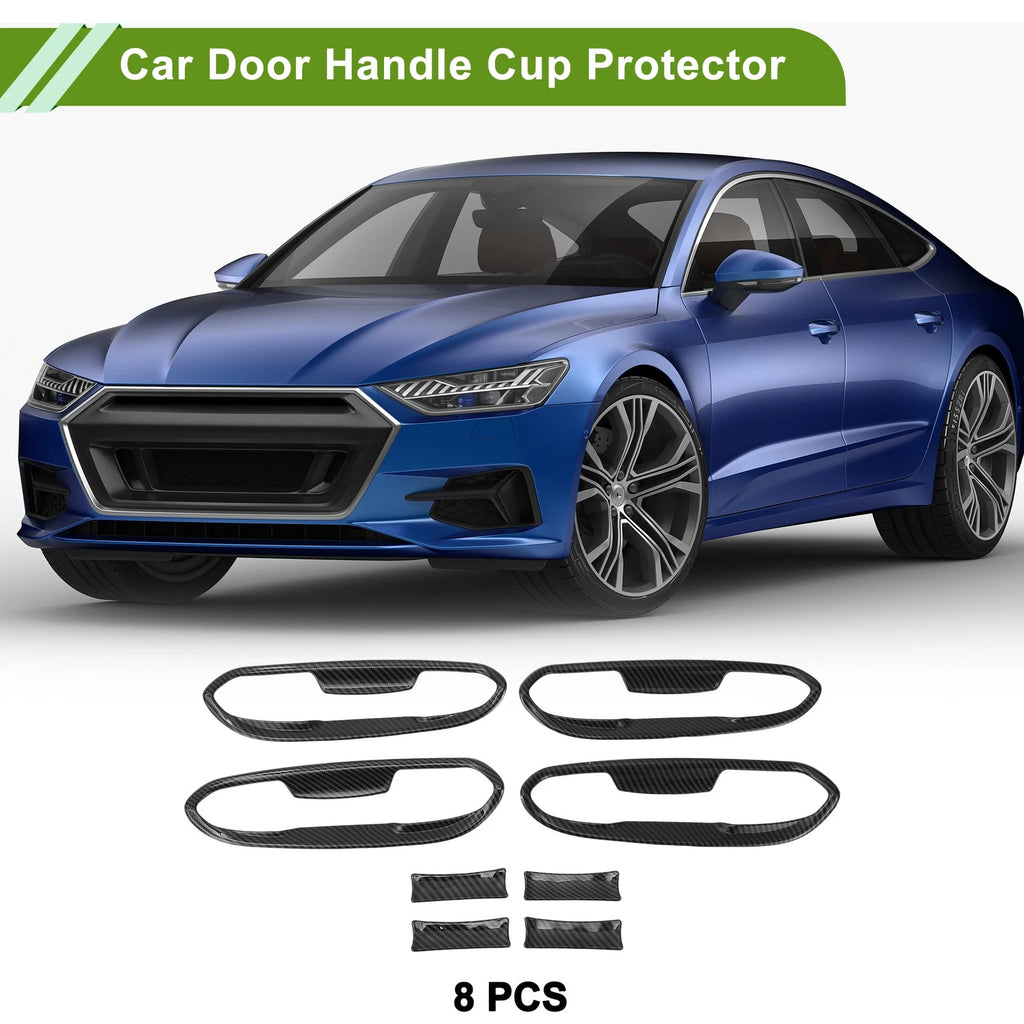 Car Door Handle Cup Protector for Ford Edge Carbon Fiber Black ABS (2011–2014)