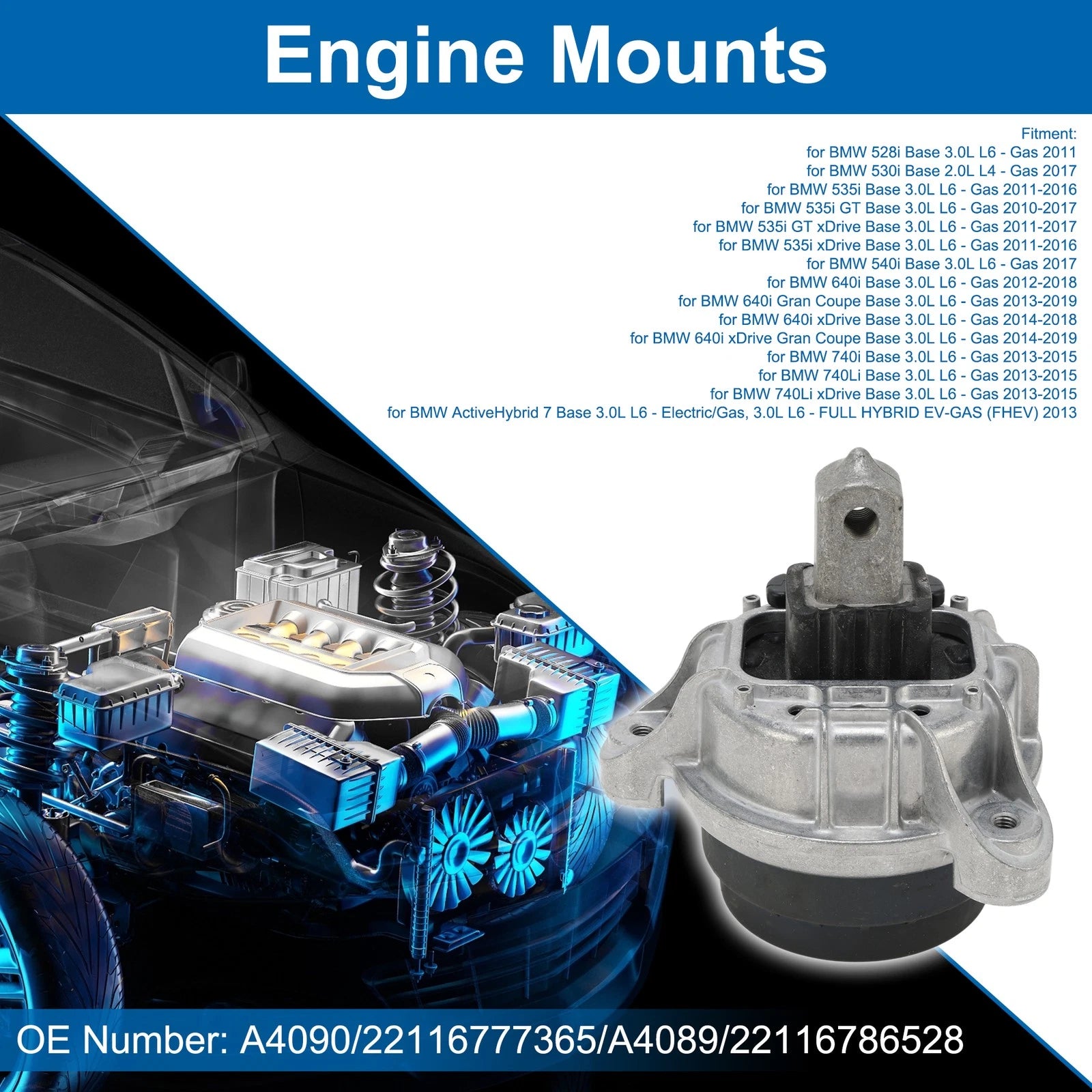 Engine Motor Mount Replacement for BMW 528i 3.0L L6 (2011–2017)