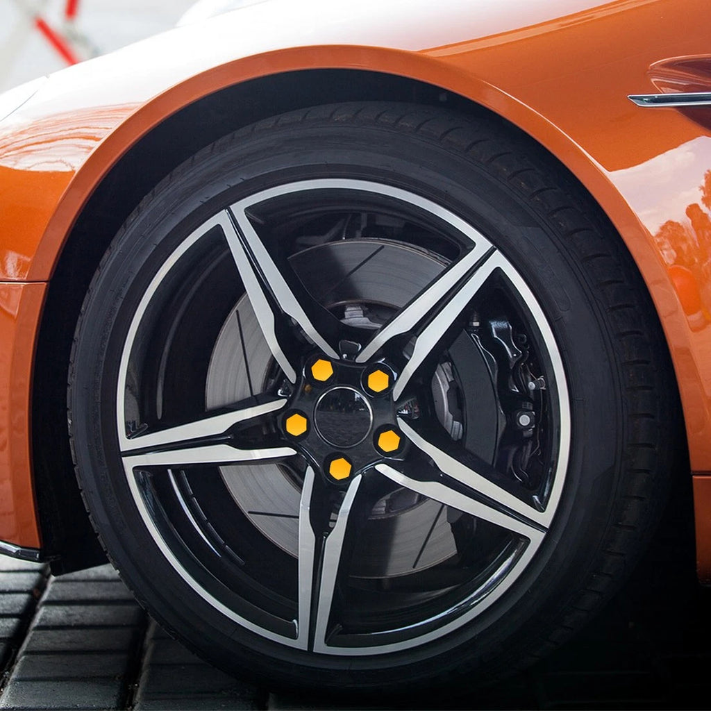 20pcs 17mm Yellow Plastic Wheel Nut Covers for Universal Vehicles