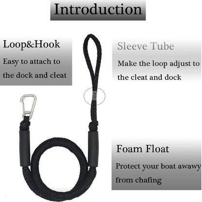 2Pcs 4ft Bungee Dock Lines with Hook for Boat Jet Ski Kayak Watercraft