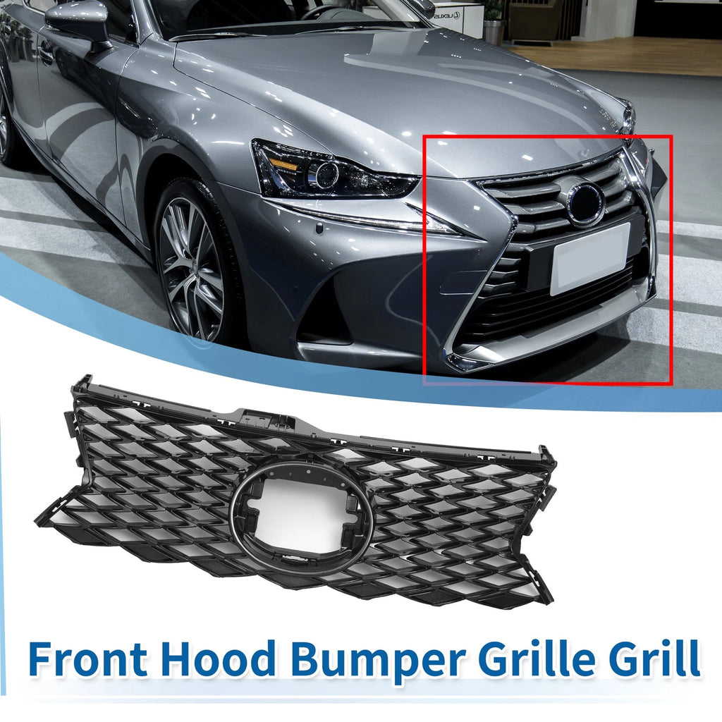 Front Upper Hood Bumper Grille Grill for Lexus IS300 (2018–2021) Black