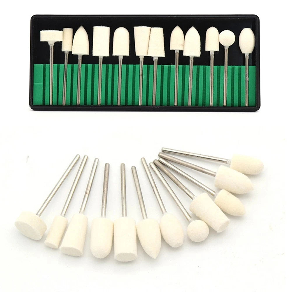 12 Pcs Wool Felt Grinding Head Rotary Tool Abrasive Set