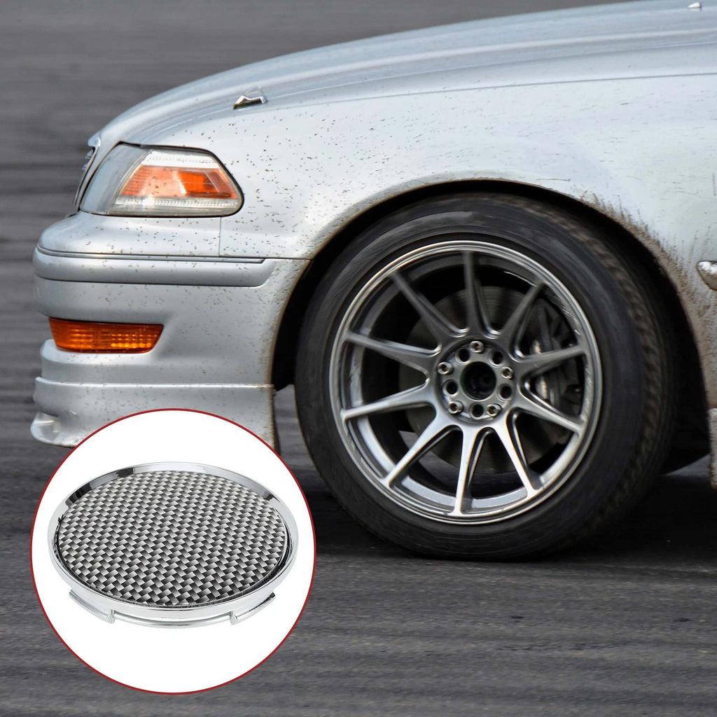 63mm Carbon Fiber Pattern Wheel Hub Center Caps Universal