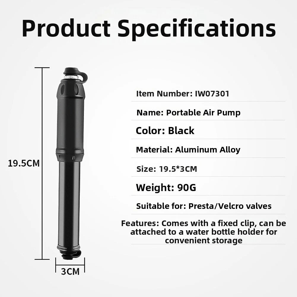 Compact Lightweight High Pressure Bike Pump for Bicycles and E-Bikes