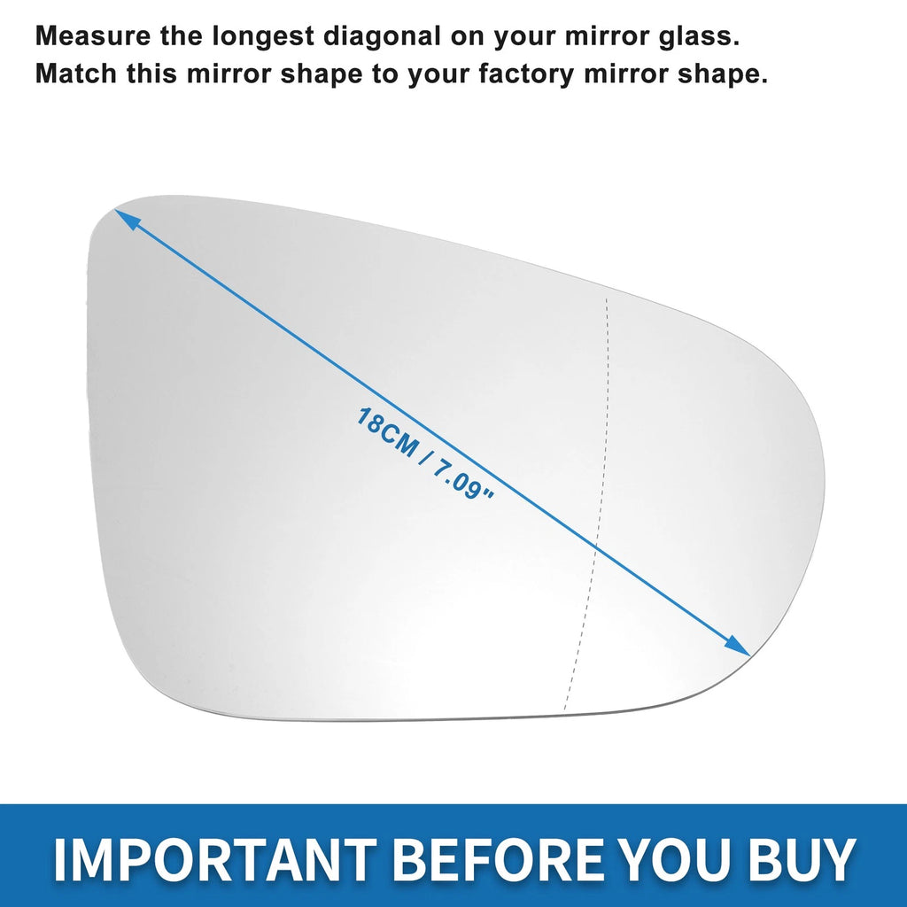 Heated Right Side Mirror Glass Replacement for Volkswagen Golf Touran (2012–2015)