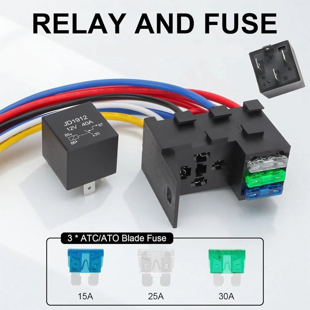 3 Way 4PIN 40A Blade Fuse Relay Kit for Jeep (12V)