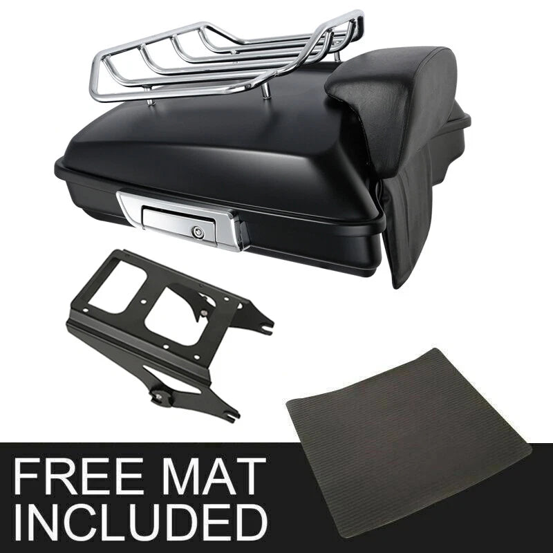 Trunk Backrest Rail Mount Rack for Harley Touring (2009–2013) Matte Black