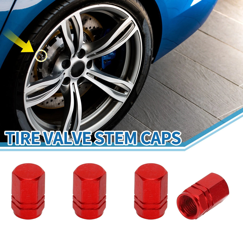 Tire Valve Stem Caps 10x16mm Replacement for SUV Bike RV (4 Pack)