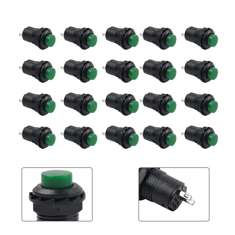 20pcs 12mm Thread Green Cap Push Button Switch ON-OFF for