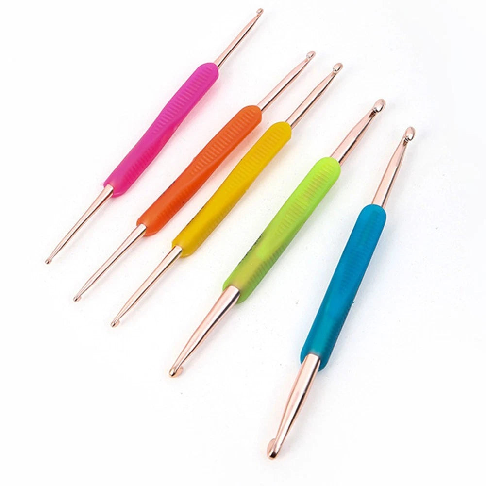 Double Head Aluminum Crochet Hook with Silicone Handle