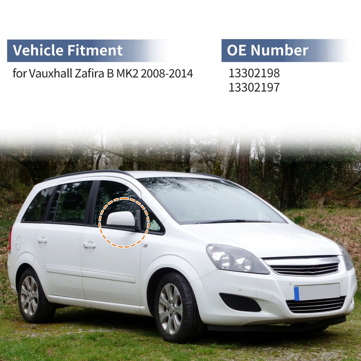 Mirror Cover Cap Set for Vauxhall Zafira B MK2 (2005–2014) - Gray