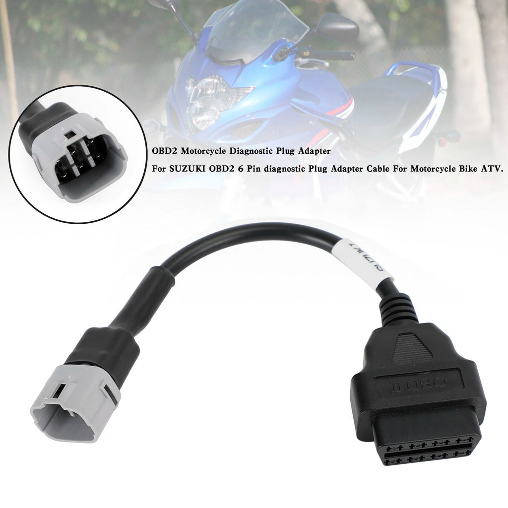 OBD2 6 Pin Diagnostic Plug Adapter for Suzuki Motorcycle Scooter ATV (T9)