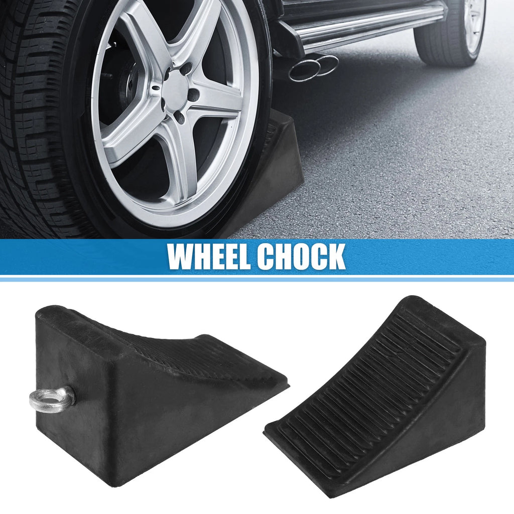 Rubber Wheel Chocks Blocks for Trailer Camper Black for Pickup Trucks (6) (—)
