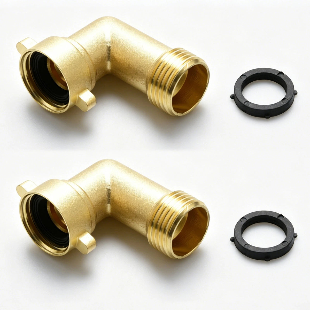 Set of 2 Brass 90° Garden Hose Elbow Connectors for RV Camper
