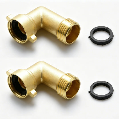 Set of 2 Brass 90° Garden Hose Elbow Connectors for RV Camper