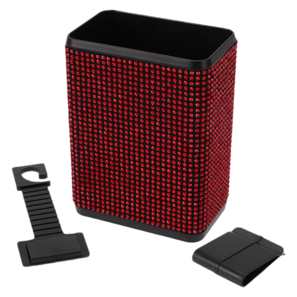 Car Trash Can for Universal Use (1 Pc) - Durable Plastic, Rhinestone Design