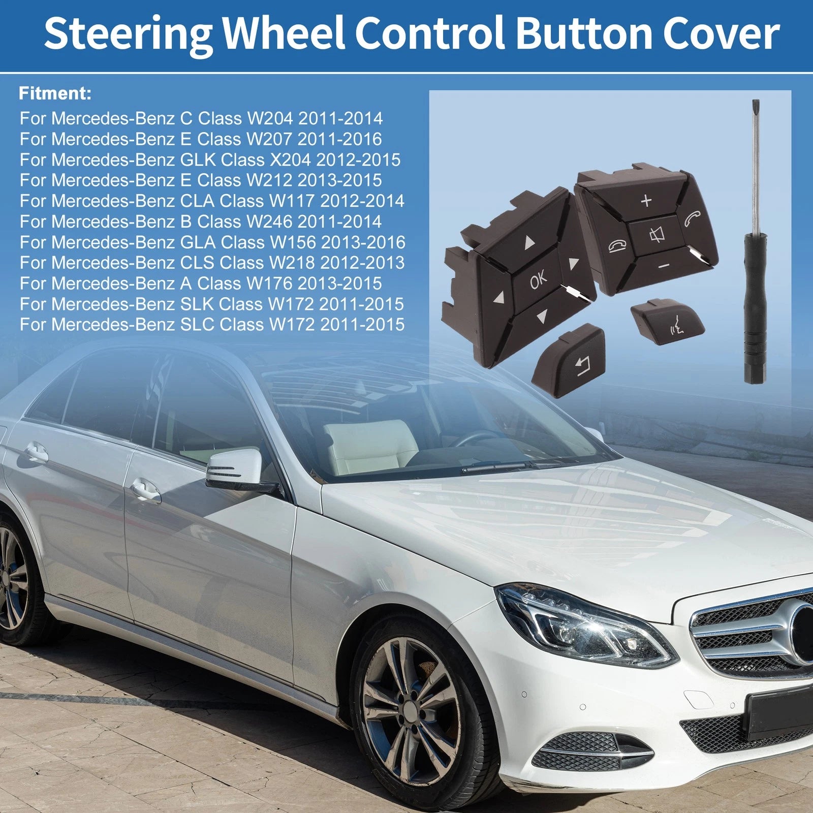 Steering Wheel Control Button Cover Replacement for Mercedes-Benz Left Right (2009–2018)